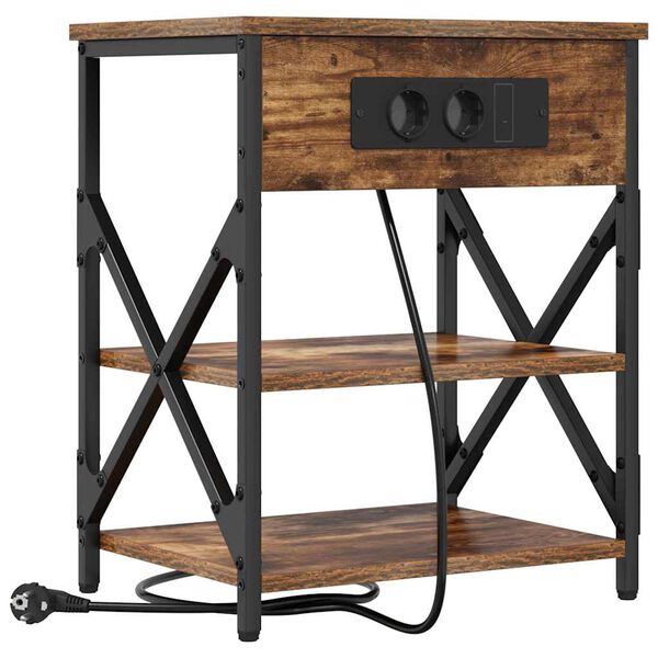 vidaXL Armario de Noche con estante Roble ahumado 41 x 31 x 51 cm