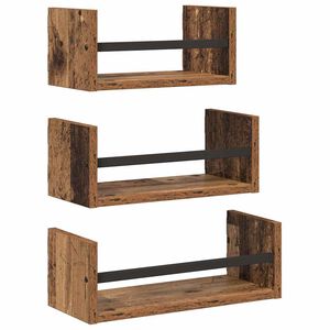 vidaXL Conjunto de estantes de pared 3 uds. Madera Vieja 40x16x14cm