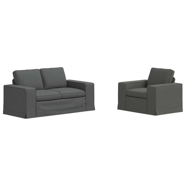 vidaXL Sof&aacute; 2 pcs Gris oscuro 182 x 80 x 82 cm tela