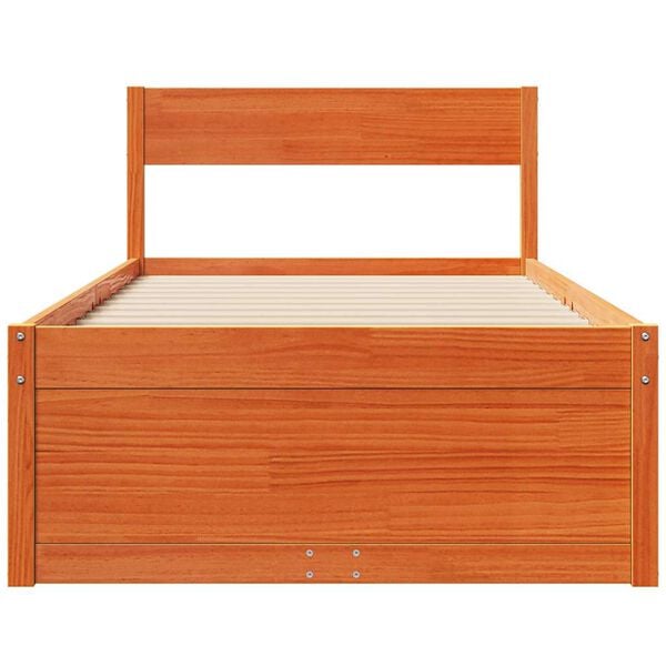 vidaXL Estructura de cama sin colch&oacute;n madera de pino marr&oacute;n 90x200 cm