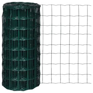 vidaXL Set de euro valla acero verde 25x0,8 m