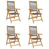vidaXL Sillas plegables reclinables, 4 unidades, color gris, madera maciza de acacia.