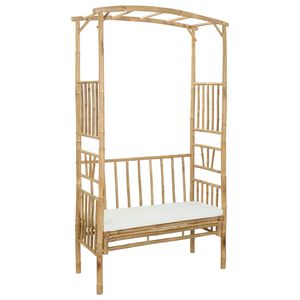 vidaXL Arco de Jard&iacute;n con Banco Blanco Crema 115 x 50 x 205 cm Bamb&uacute;