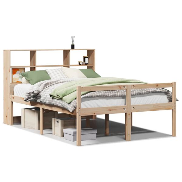 vidaXL Cama con estanter&iacute;a sin colch&oacute;n madera maciza de pino 120x190cm