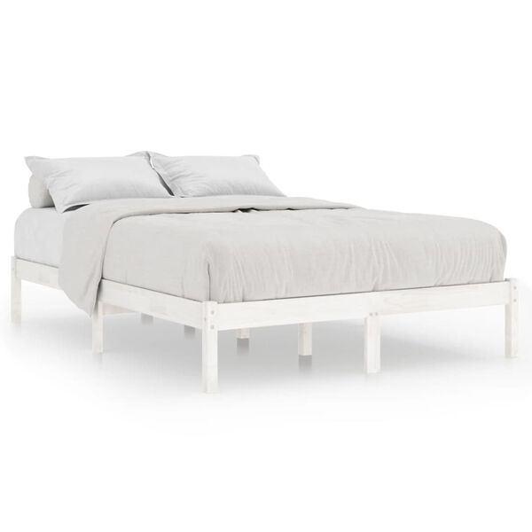 vidaXL Estructura cama doble peque&ntilde;a sin colch&oacute;n madera maciza blanco