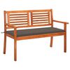 vidaXL Banco de jard&iacute;n 2 plazas madera maciza eucalipto y coj&iacute;n 120 cm