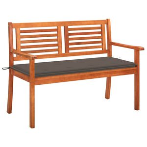 vidaXL Banco de jard&iacute;n 2 plazas madera maciza eucalipto y coj&iacute;n 120 cm