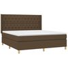 vidaXL Cama box spring con colch&oacute;n tela marr&oacute;n oscuro 160x200 cm