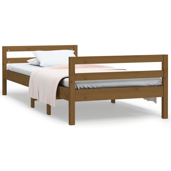 vidaXL Estructura de cama madera maciza pino marr&oacute;n miel 90x200 cm