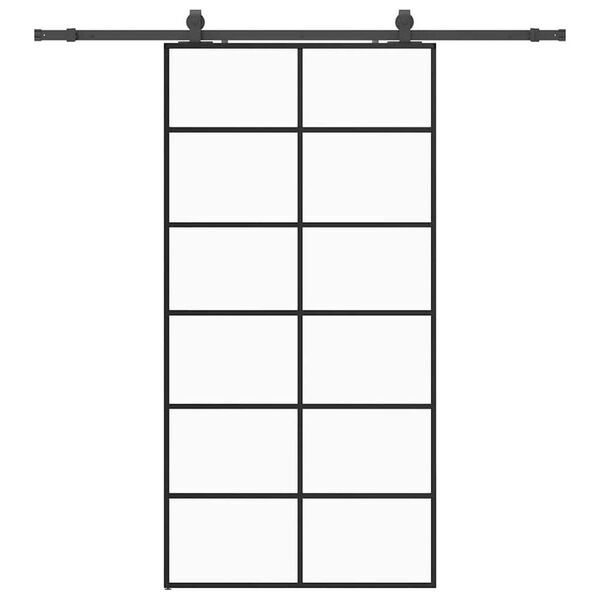 vidaXL Puerta corredera con herrajes negro 102x205 cm ESG vidrio