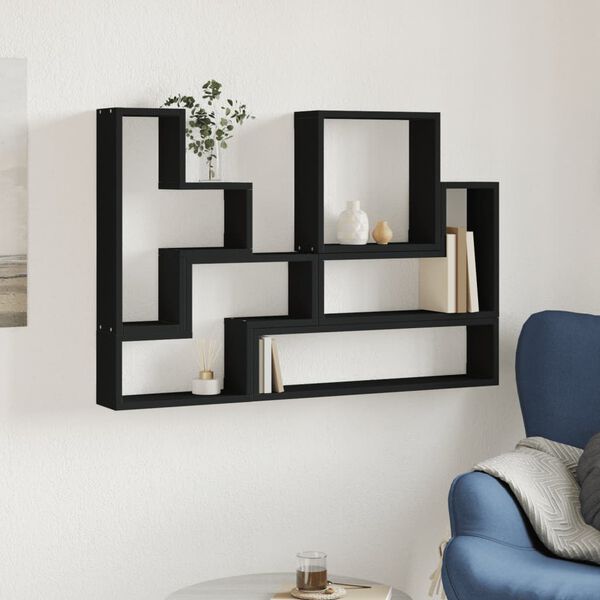 vidaXL Estanter&iacute;a de pared madera de ingenier&iacute;a negro 96x12x64 cm