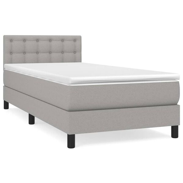 vidaXL Cama box spring con colch&oacute;n tela gris claro 100x200 cm