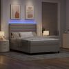 vidaXL Cama Box Spring LED con colch&oacute;n Taup&eacute; 140 x 200 cm tela