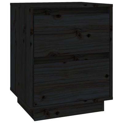vidaXL Mesita de noche madera maciza de pino negro 40x35x50 cm