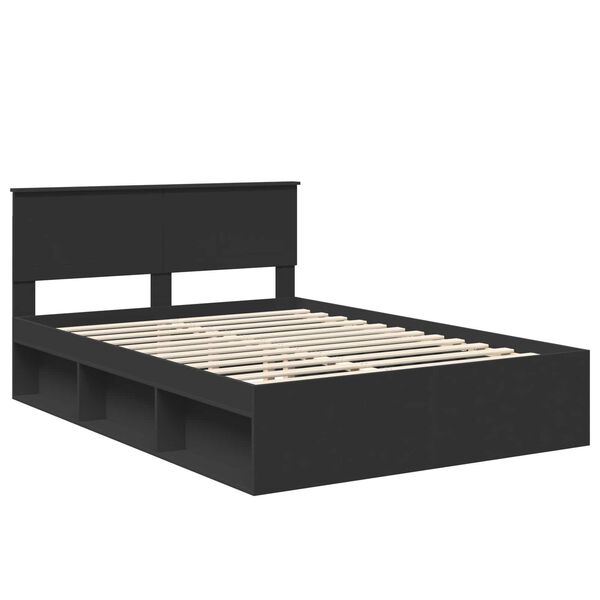 vidaXL Estructura de cama Negro 140 x 200 cm Madera de pino macizo
