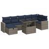 vidaXL Juego Sof&aacute; Jard&iacute;n 8 Piezas con Cojines Gris Poli Rat&aacute;n Acacia
