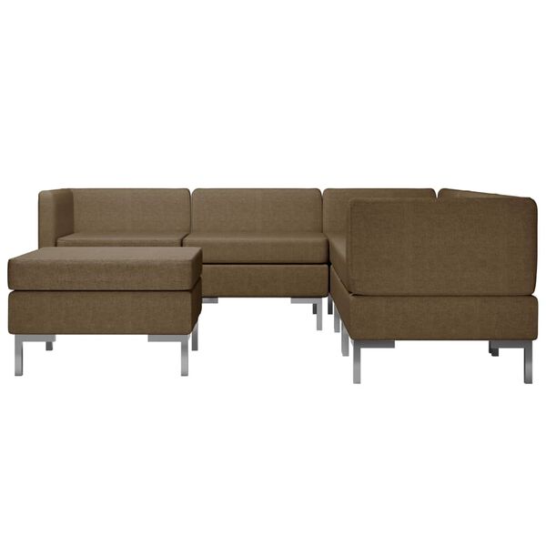 vidaXL Juego de sof&aacute;s 6 piezas tela marr&oacute;n