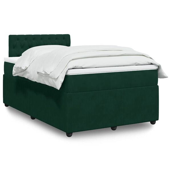 vidaXL Cama box spring con colch&oacute;n terciopelo verde oscuro 120x200 cm