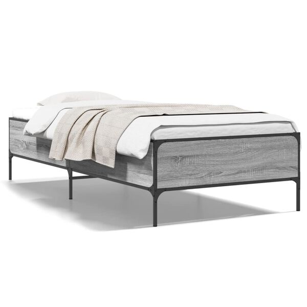 vidaXL Estructura cama madera ingenier&iacute;a metal gris Sonoma 90x200 cm