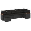vidaXL Set de comedor de jard&iacute;n 7 pzas y cojines rat&aacute;n sint&eacute;tico negro