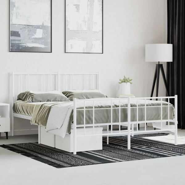vidaXL Estructura cama sin colchón con estribo metal blanco 140x200 cm
