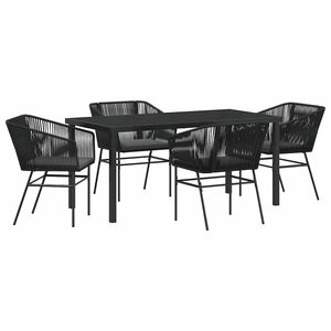 vidaXL Conjunto de Comedor de Jard&iacute;n con coj&iacute;n 5 pcs Negro