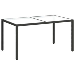 vidaXL Mesa jard&iacute;n vidrio templado rat&aacute;n sint&eacute;tico 150x90x75 cm negro
