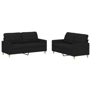 vidaXL Juego de sof&aacute;s con cojines 2 piezas tela negro