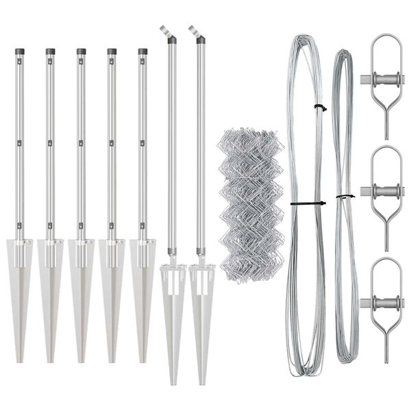 vidaXL Poste de Valla Plateado 10 x 1 m (malla de 40 x 40 mm) Acero