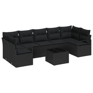 vidaXL Juego de Sof&aacute; 8 uds. 7-N&uacute;mero de plazas Negro rat&aacute;n sint&eacute;tico