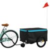 vidaXL Remolque para bicicleta hierro negro y azul 30 kg