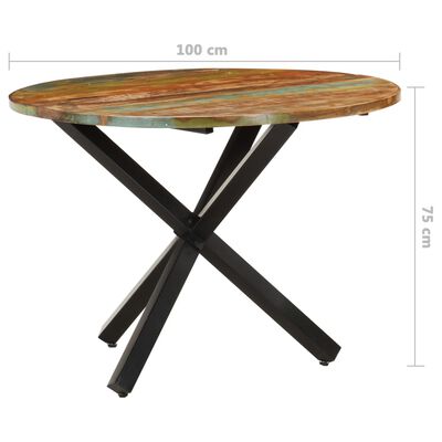 vidaXL Mesa de comedor madera maciza reciclada redonda 100x100x75 cm
