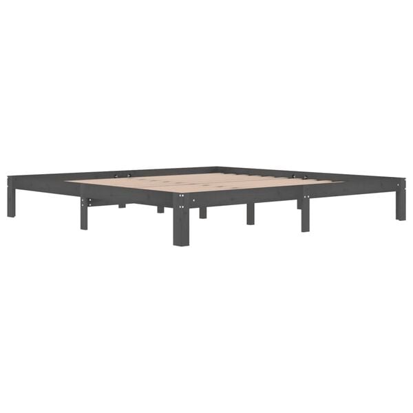 vidaXL Estructura de cama sin colch&oacute;n madera de pino gris 200x200 cm