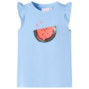 Camiseta infantil de manga volante azul claro 140