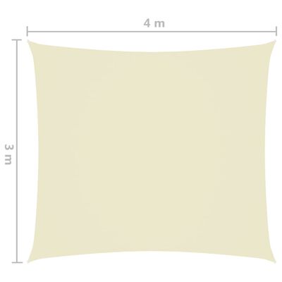 vidaXL Toldo de vela rectangular tela Oxford color crema 3x4 m