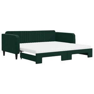 vidaXL Sof&aacute; cama nido con colch&oacute;n terciopelo verde oscuro 100x200 cm