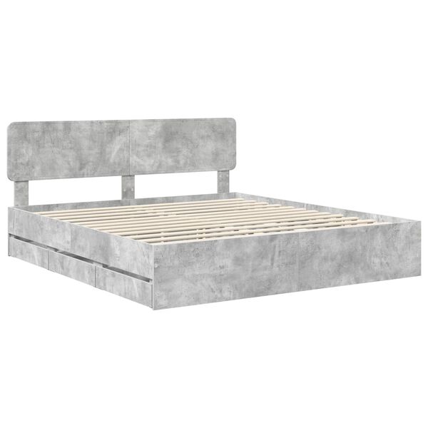 vidaXL Estructura de cama con cabecera Gris Concreto 180 x 200 cm