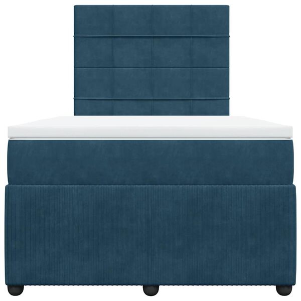vidaXL Cama box spring con colch&oacute;n terciopelo azul oscuro 120x190 cm