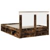 vidaXL Estructura de cama con cabecera Roble ahumado 140 x 190 cm