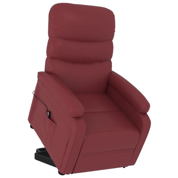 vidaXL Sill&oacute;n elevable cuero sint&eacute;tico rojo tinto