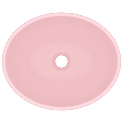 vidaXL Lavabo de lujo ovalado cerámica rosa mate 40x33 cm