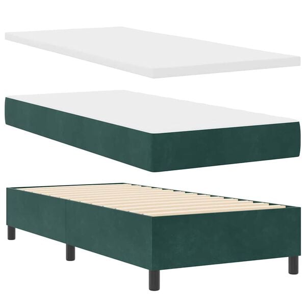 vidaXL Cama tipo Box Spring Verde oscuro 90 x 190 cm Terciopelo
