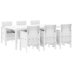 vidaXL Conjunto de Comedor de Jard&iacute;n 7 pcs Blanco Ratan Polt