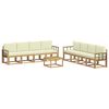 vidaXL Conjunto de sof&aacute;s de exterior 9 uds. Blanco y Crema