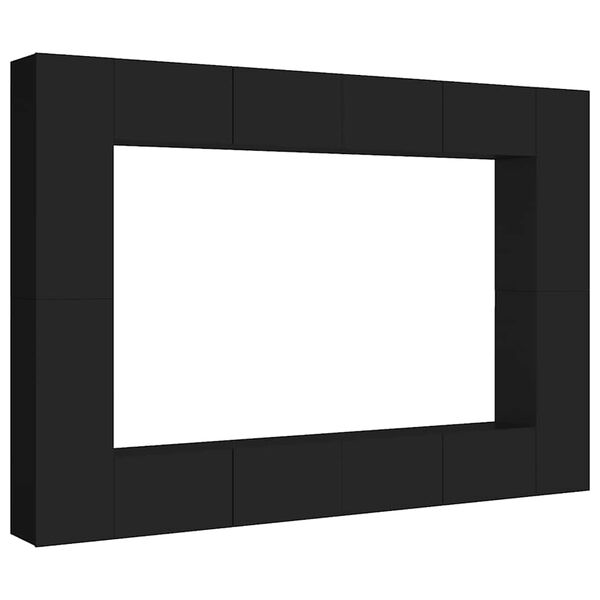 vidaXL Set de muebles de sal&oacute;n TV 8 piezas madera ingenier&iacute;a negro