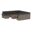 vidaXL Set sof&aacute;s de jard&iacute;n con cojines 13 piezas rat&aacute;n sint&eacute;tico gris