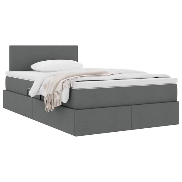 vidaXL Cama con almacenamiento y colchón Gris oscuro 120 x 190 cm