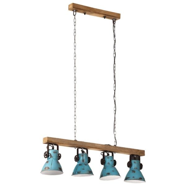 vidaXL L&aacute;mpara de techo azul desgastado 25 W E27 90x24x111 cm