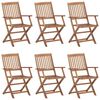 vidaXL Sillas plegables, 6 unidades, madera maciza de acacia.