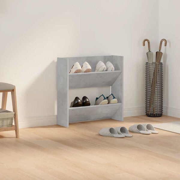 vidaXL Zapatero de pared madera contrachapada gris hormig&oacute;n 60x18x60cm